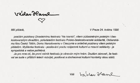 1990 | – czeska wersja listu Václava Havla do organizatorów pierwszego festiwalu